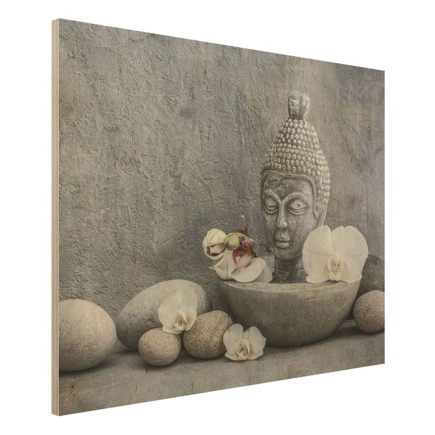 Dekoracja do kuchni Budda Zen, orchidee i kamienie