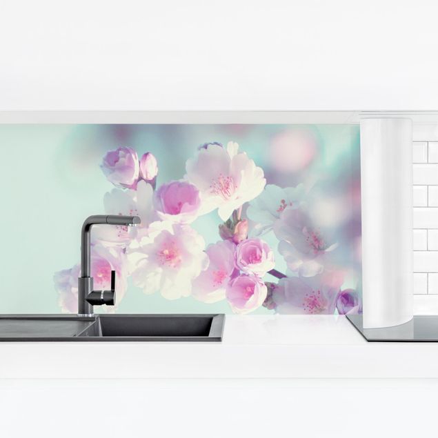 Panel ścienny do kuchni - Kolorowe kwiaty wiśni