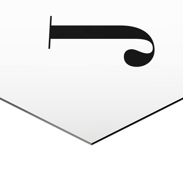 Obraz heksagonalny z Alu-Dibond - Biała litera Szeryf J