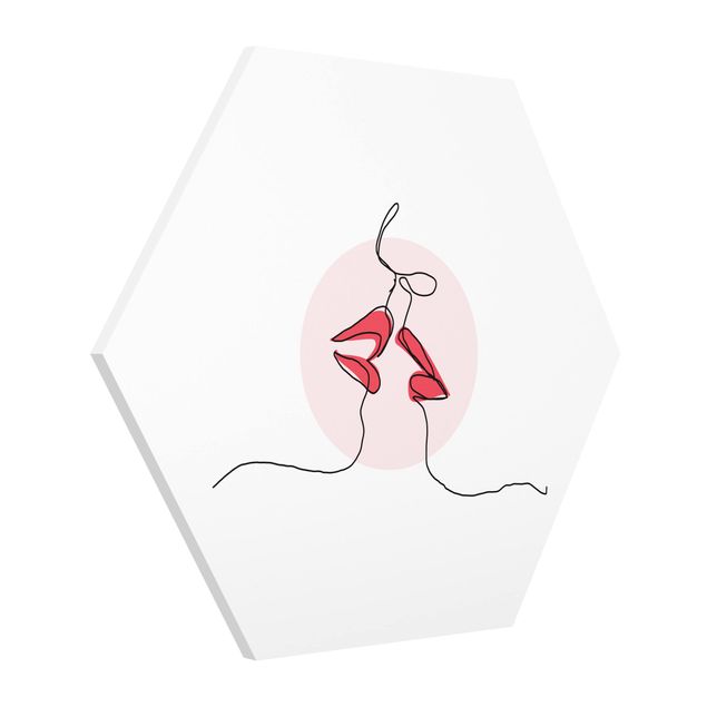 Obrazy nowoczesne Line Art Lips Kiss