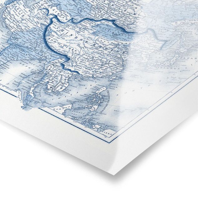 Niebieskie obrazy Mapa w odcieniach niebieskiego - Azja