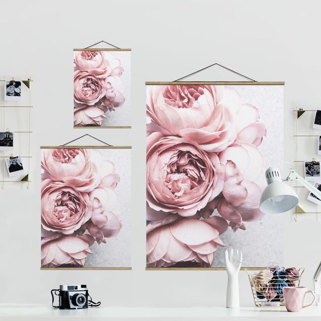 Obrazy motywy kwiatowe Kwiaty różowej piwonii Shabby Pastel