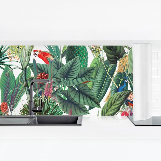 Panel ścienny do kuchni - Kolorowy wzór lasu tropikalnego