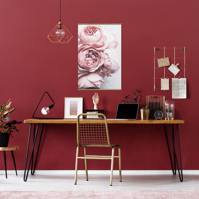 Obrazy nowoczesny Kwiaty różowej piwonii Shabby Pastel