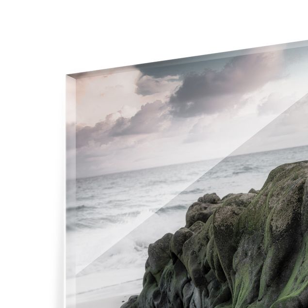 Panel szklany do kuchni - Skały na plaży