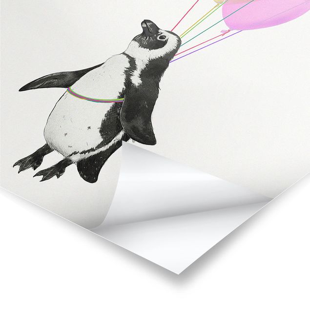 Laura Graves Art obrazy Ilustracja pastelowych balonów w kształcie pingwina