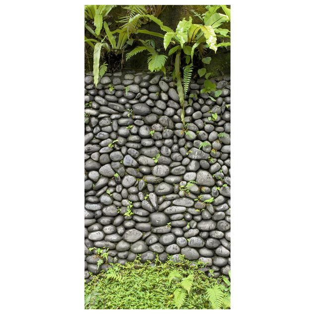 Parawan pokojowy - Kamienny mur z roślinami