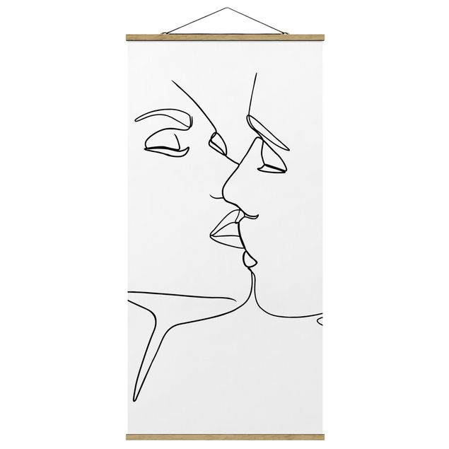 Obrazy nowoczesny Line Art Pocałunek twarzy czarno-biały