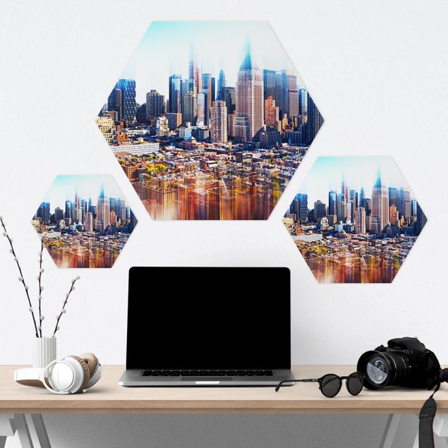 Obraz heksagonalny z Forex - Manhattan Skyline Urban Stretch