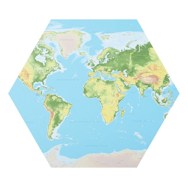 Obraz mapa świata Fizyczna mapa świata