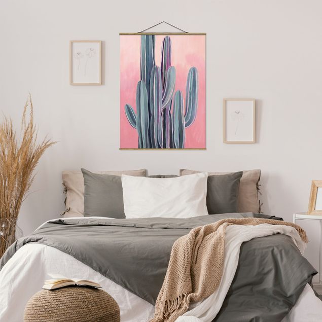 Obrazy do salonu nowoczesne Kaktus na różowo II