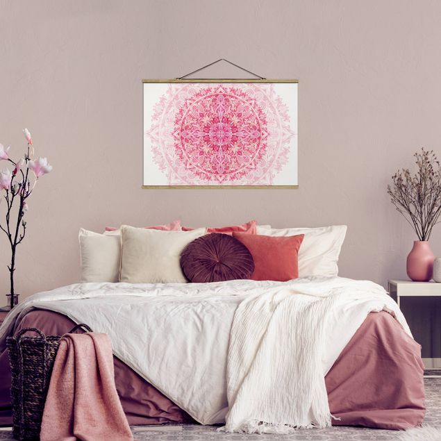 Nowoczesne obrazy do salonu Mandala akwarelowy ornament różowy