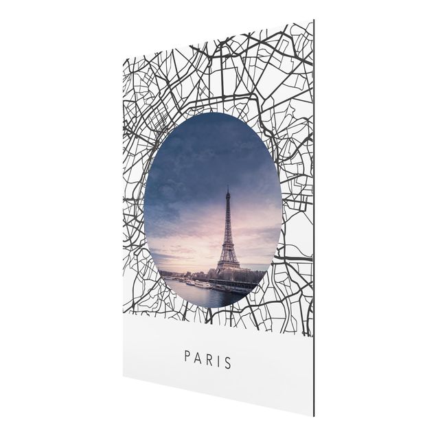 Obrazy nowoczesny Kolaż z mapą miasta Paryż