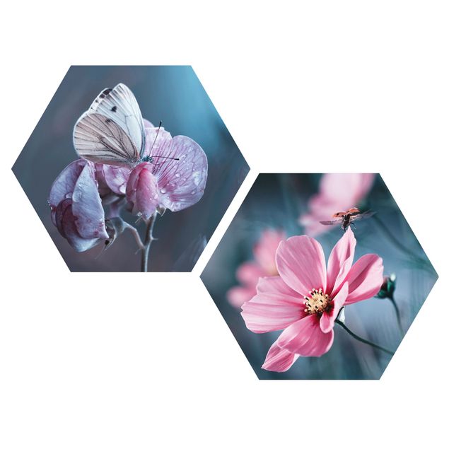 Obraz z motylem Motylek i biedronka na kwiatach