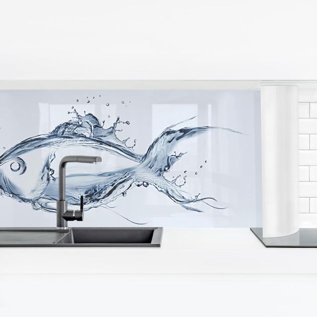 Panel ścienny do kuchni - Płynna srebrna ryba II