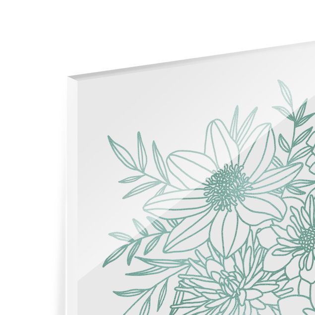 Panel szklany do kuchni - Kwiaty w metalicznej zieleni