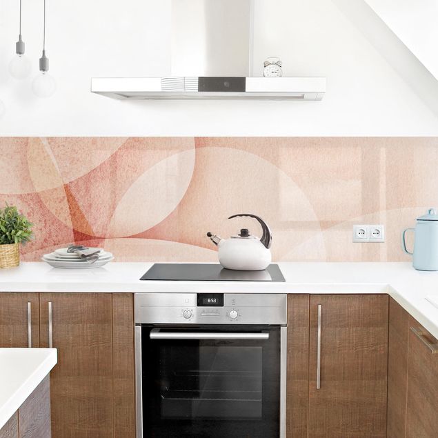 Panel ścienny do kuchni - Abstrakcyjna grafika w kolorze brzoskwiniowym