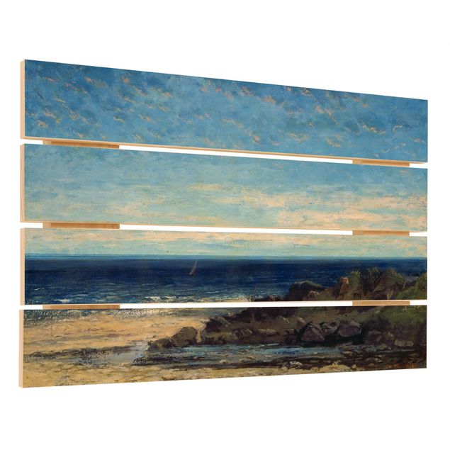Obraz z drewna - Gustave Courbet - Błękitne morze
