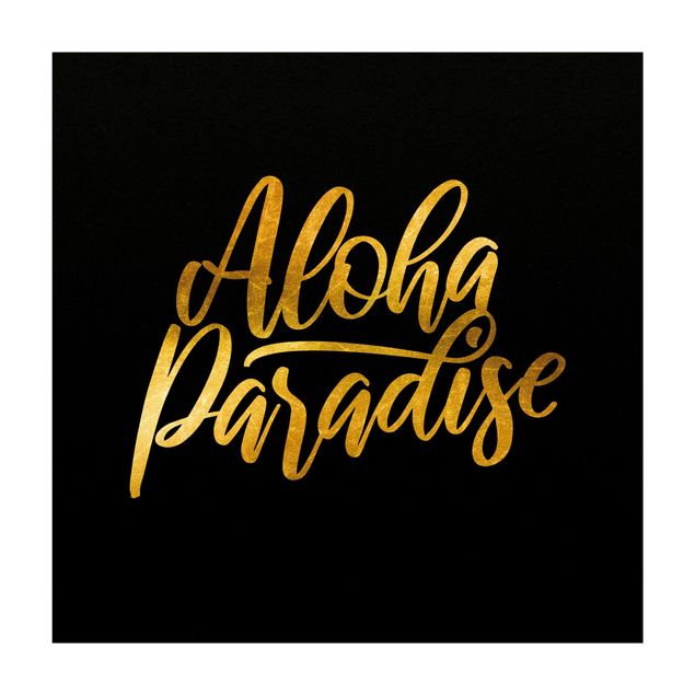 dywan jungle Złoto - Aloha Paradise na czarnym tle