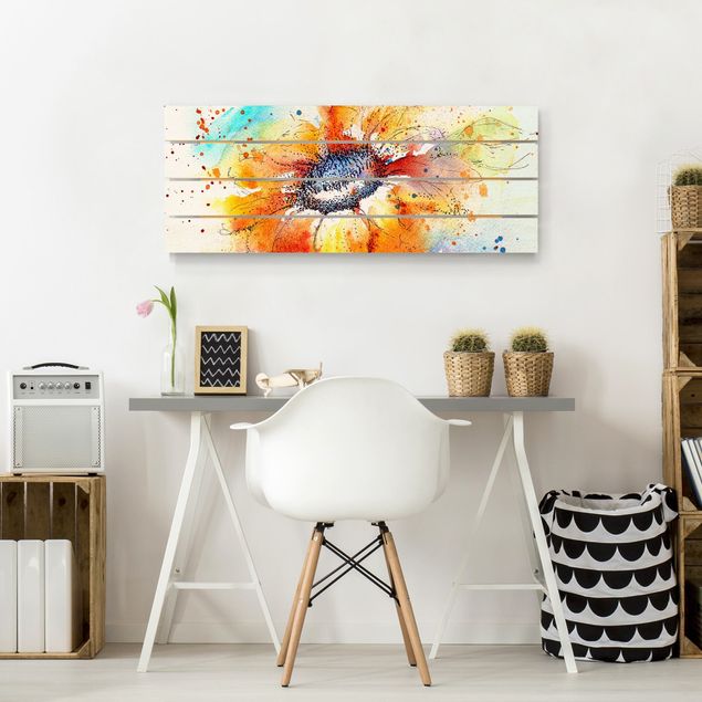 Obrazy drewniane Malowany słonecznik