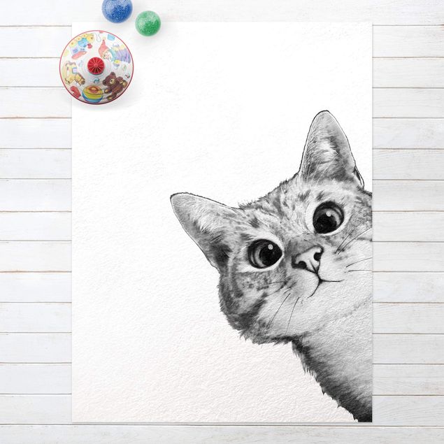 dywan ogrodowy Ilustracja kota Rysunek czarno-biały