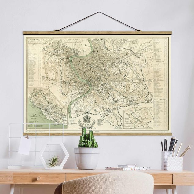 Dekoracja do kuchni Mapa miasta w stylu vintage Rzym antyk