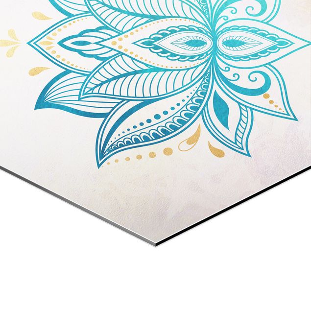 Obraz mandala Zestaw Mandala Lotus Złoto Niebieski