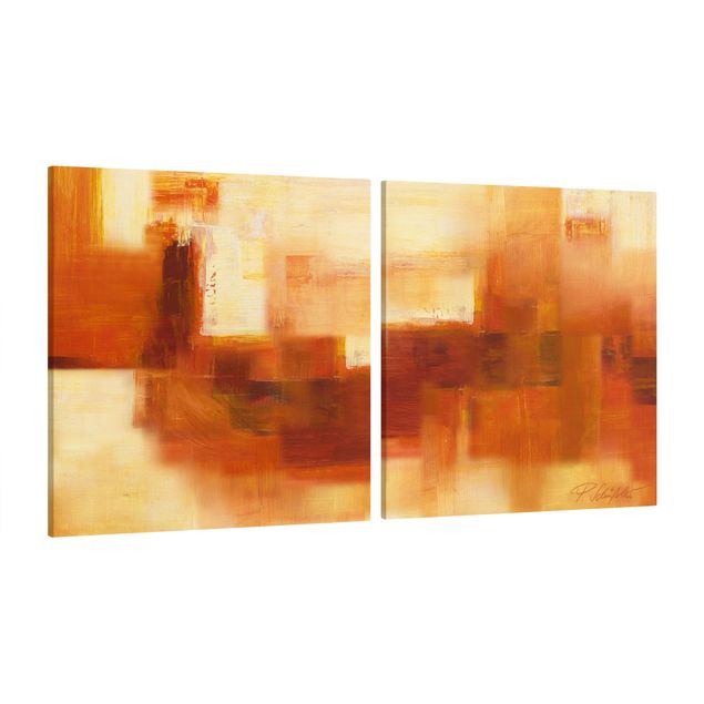 Obrazy nowoczesny Kompozycja w kolorze pomarańczowym i brązowym