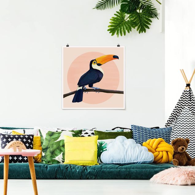 Obrazy nowoczesne Ilustracja ptak tukan malarstwo pastelowe