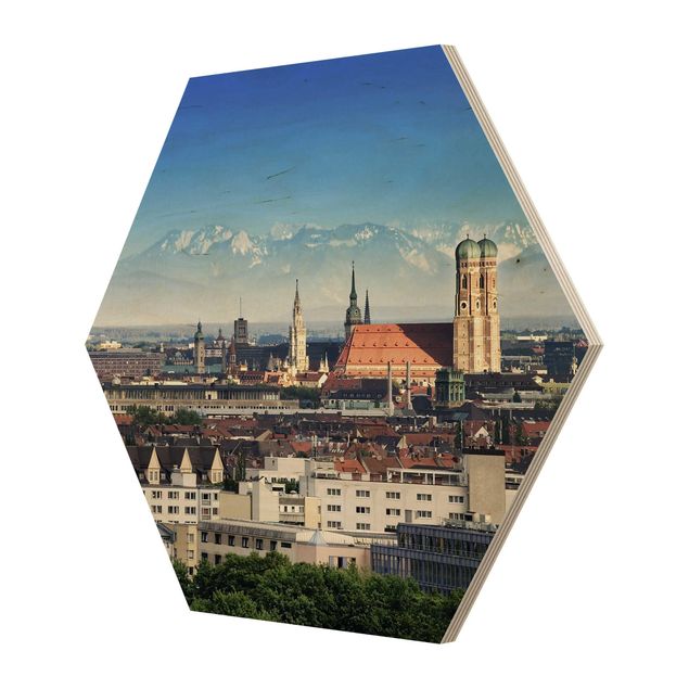 Obraz heksagonalny z drewna - Monachium