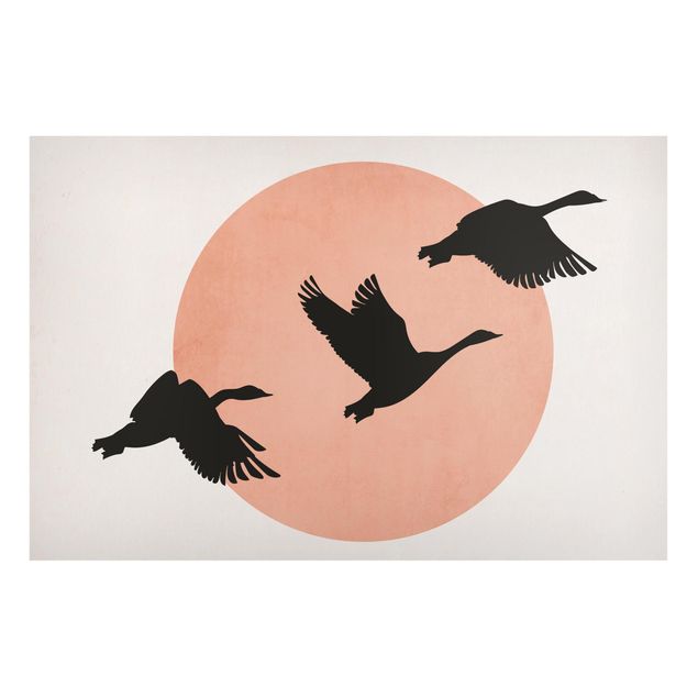 Nowoczesne obrazy do salonu Ptaki na tle różowego słońca III