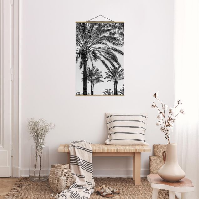 Nowoczesne obrazy Palmy o zachodzie słońca, czarno-białe