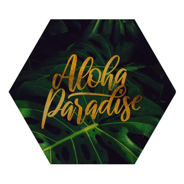 Obraz heksagonalny z drewna - Jungle - Aloha Paradise