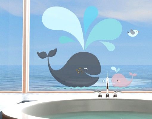 Folia okienna dla dzieci Wesołe wieloryby