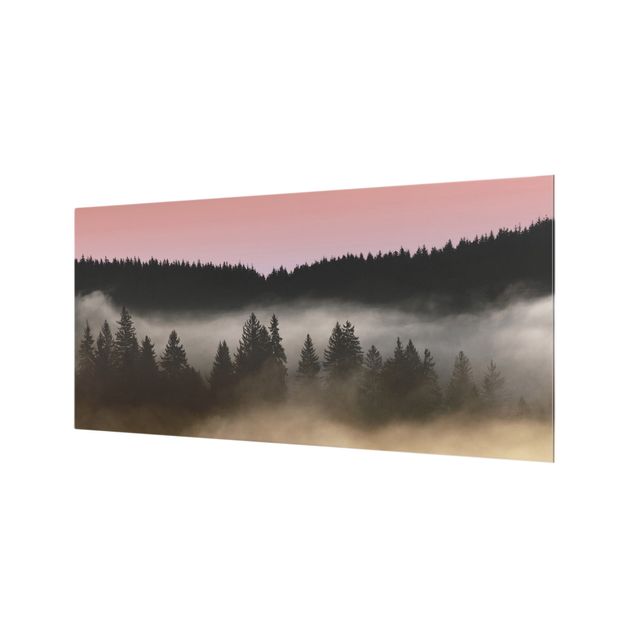 Panel szklany do kuchni - Śliczna mgiełka leśna