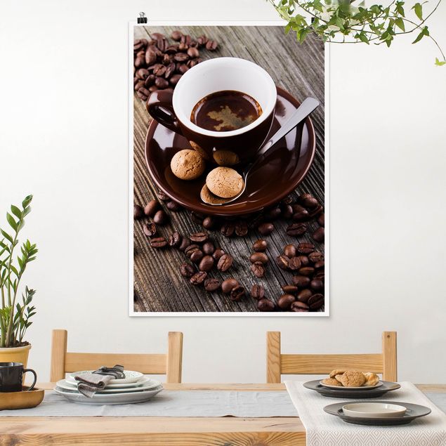 Obrazy nowoczesne Filiżanka do kawy z ziarnami kawy