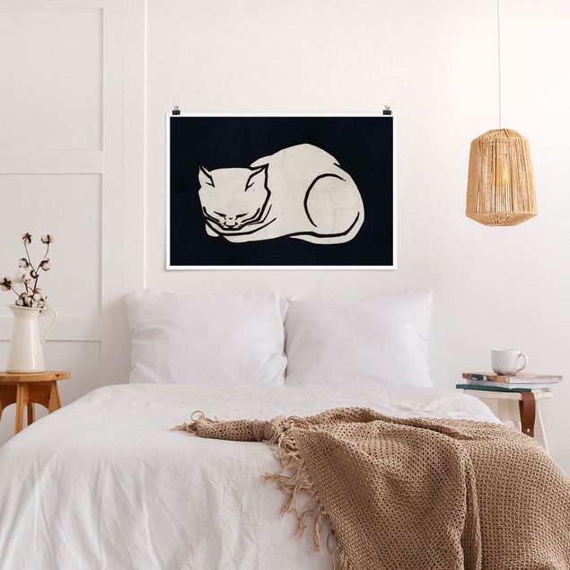 Obrazy nowoczesny Ilustracja przedstawiająca śpiącego kota