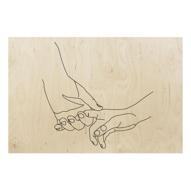 Obrazy z drewna Line Art Tender Hands