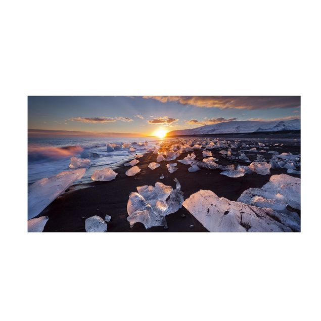 dywan nowoczesny Lodowe kawałki na plaży Islandia