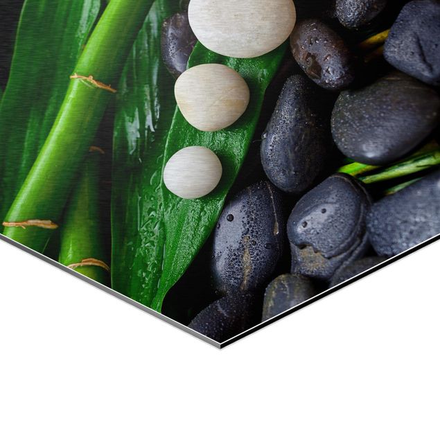 Obrazy z motywem kwiatowym Zielony bambus z kamieniami Zen