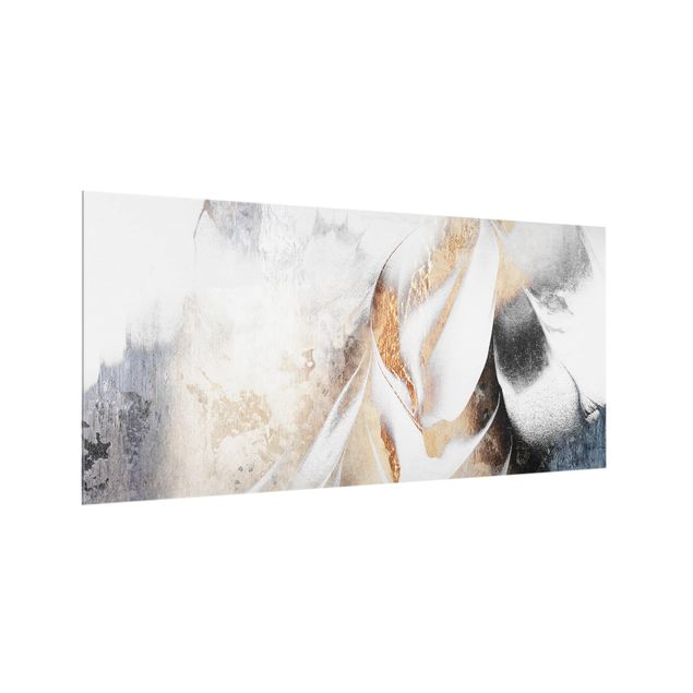 Panel szklany do kuchni Złoty abstrakcyjny obraz zimowy
