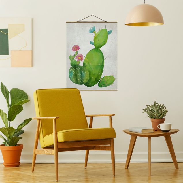 Obrazy nowoczesny Rodzina kaktusów różowo-turkusowy