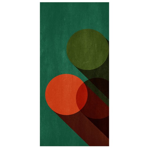 Parawany pokojowe Kształty abstrakcyjne - koła w zieleni i czerwieni