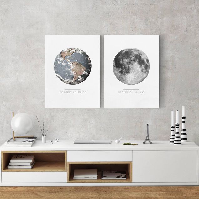 Obrazy do salonu Księżyc i Ziemia