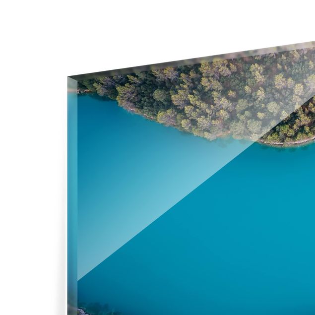 Panel szklany do kuchni - Widok z góry - Deep Niebieski Lake