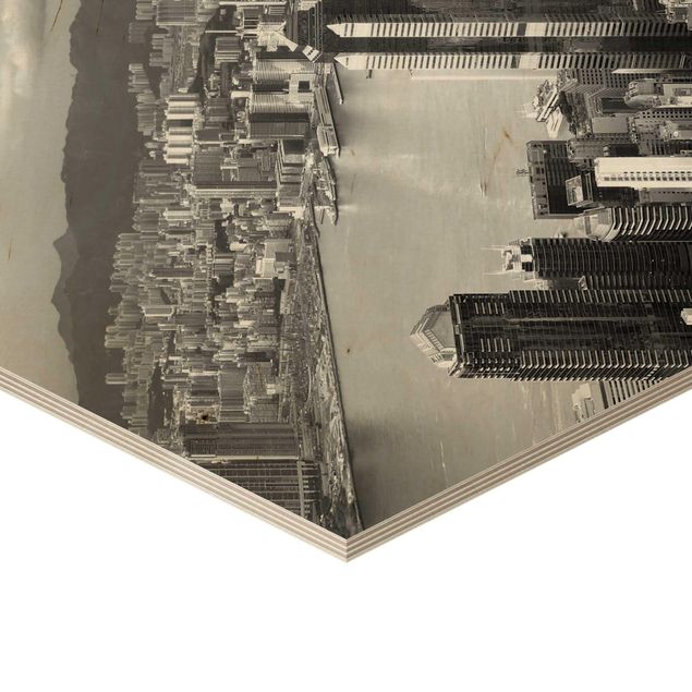 Obraz heksagonalny z drewna - Nostalgia za Skyline