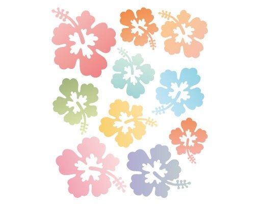 Naklejki na ścianę miłość Nr 547 Kwiaty hibiskusa w pastelach