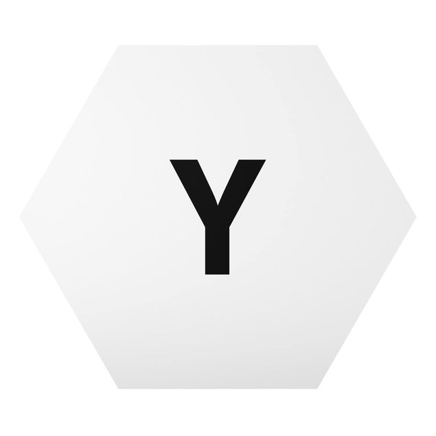 Obraz heksagonalny z Alu-Dibond - Biała litera Y