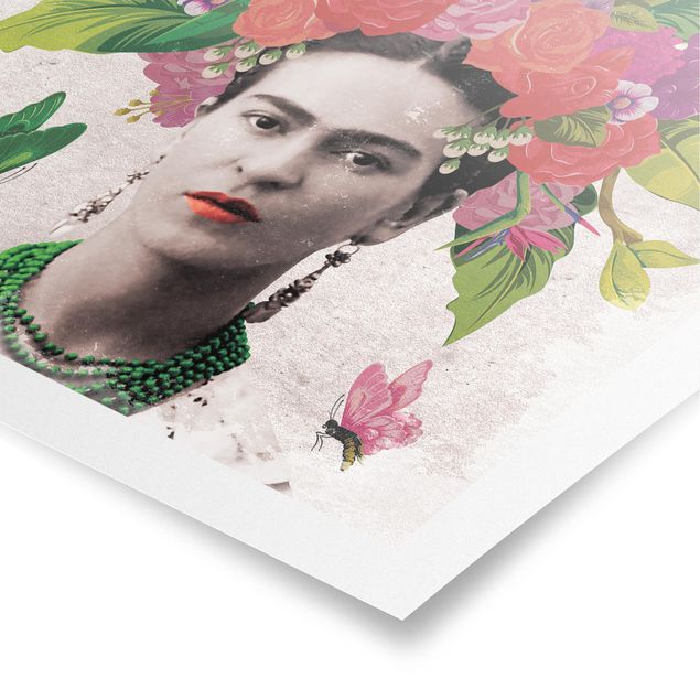 Zwierzęta obrazy Frida Kahlo - Portret z kwiatami