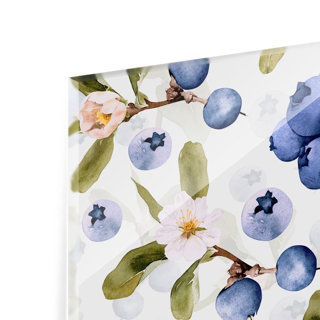 Panel kuchenny - Watercolour Blueberries - Format poziomy 1:1